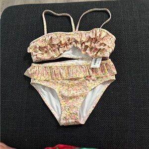 NWT Janie and jack Floral Ruffle Kids Swim Set